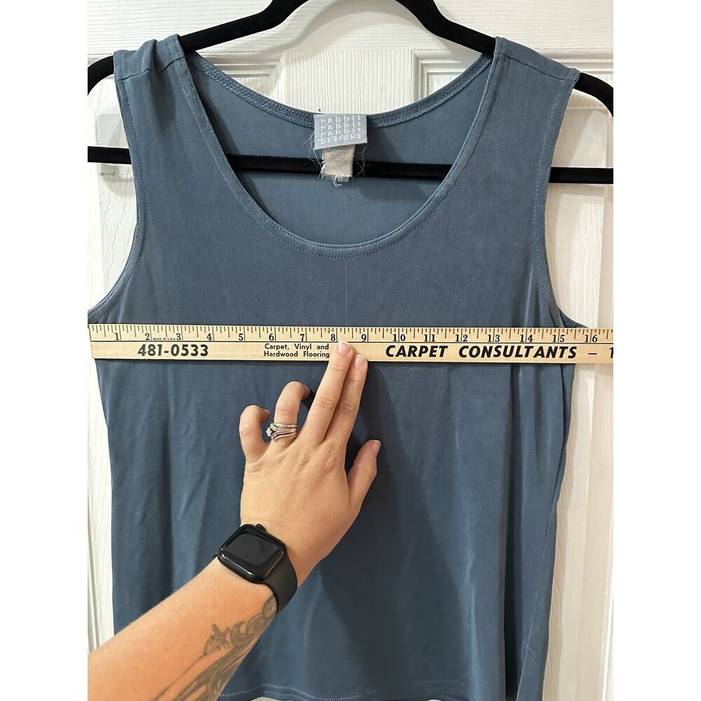 Rabbit Rabbit Rabbit Design Woman’s Tank Top Blue Medium - Picture 7 of 7